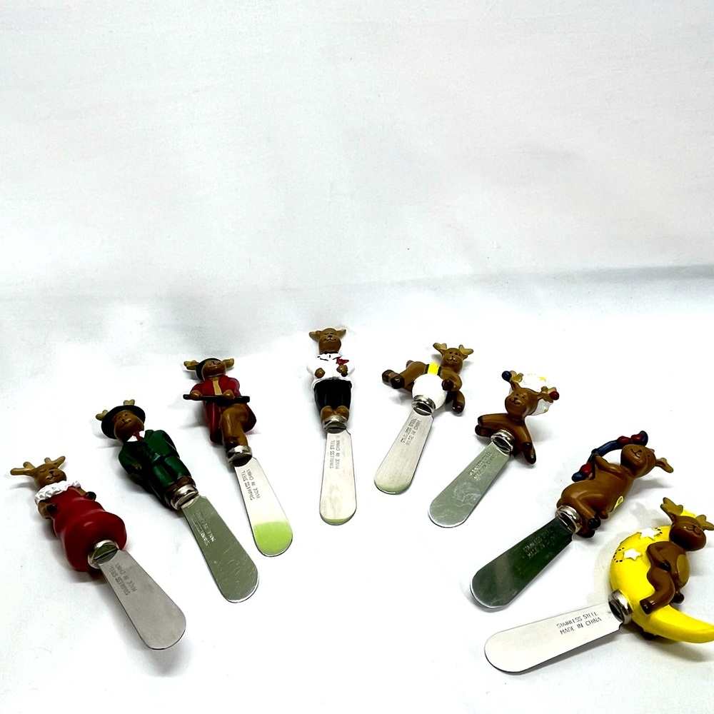 LTD CHRISTMAS HOLIDAY‎ REINDEER TABLETOP VARIETY SET OF 8 SPREADERS OPEN BOX